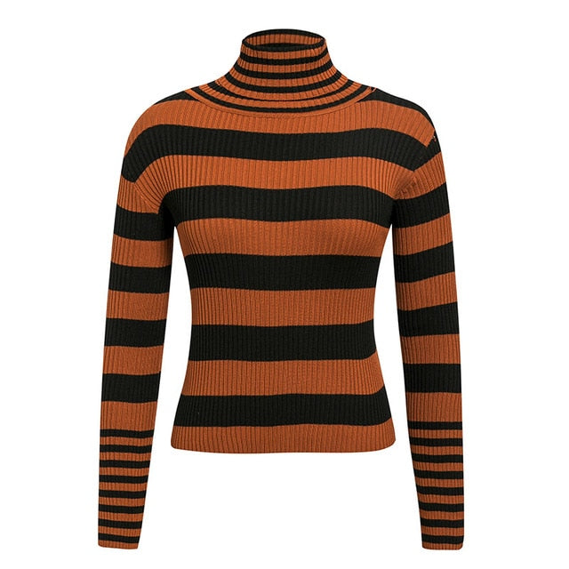 Check My Stripes Turtleneck Sweater - WinterChics