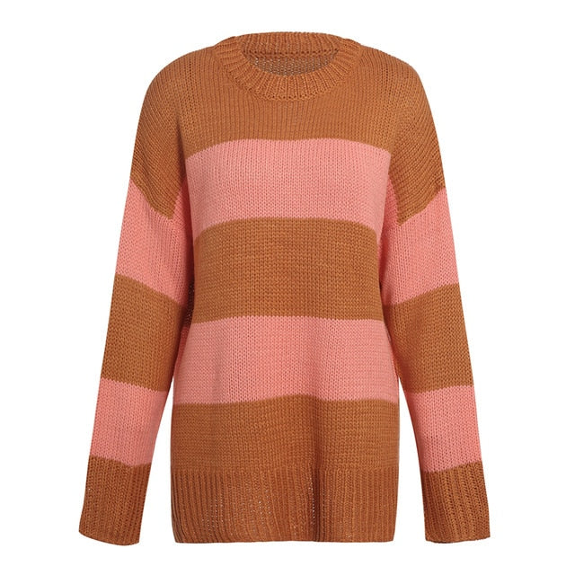 Parallel Ways Long Sleeve Knitted Sweater - WinterChics