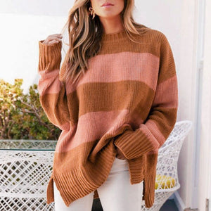 Parallel Ways Long Sleeve Knitted Sweater - WinterChics