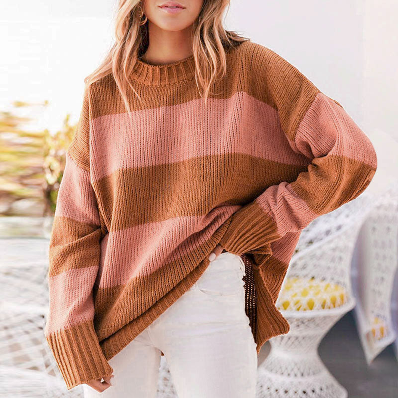 Parallel Ways Long Sleeve Knitted Sweater - WinterChics